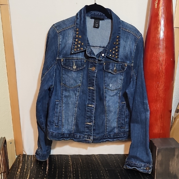 Lane Bryant Jackets & Blazers - Lane Bryant Blue Studded Jean Jacket